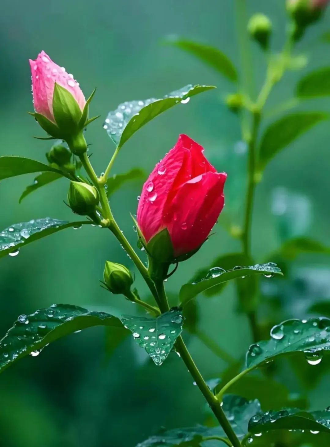 雨中粉花,美到心巴上