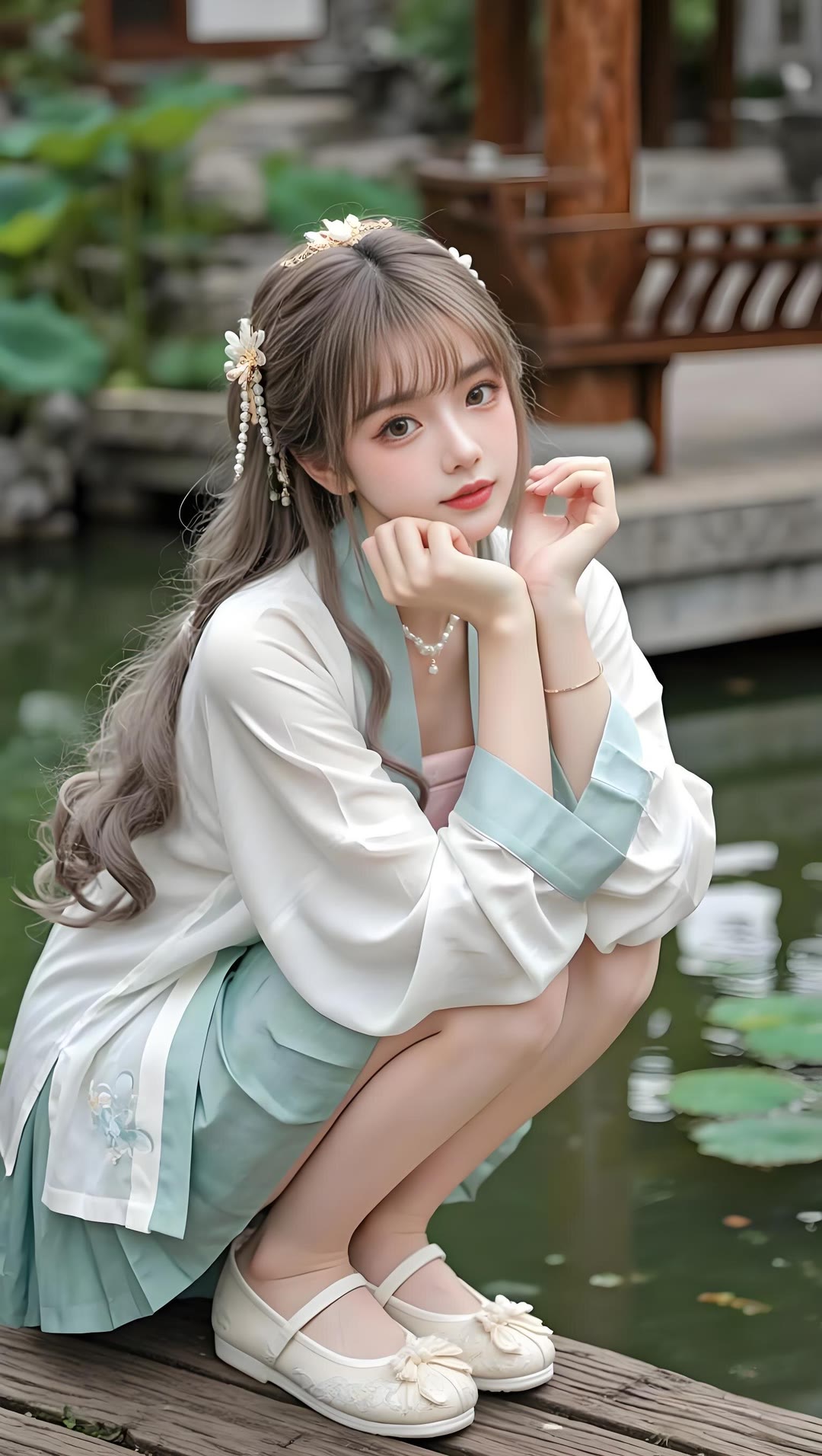 汉服小姐姐,在古风园林,仿佛是一幅美丽的画卷