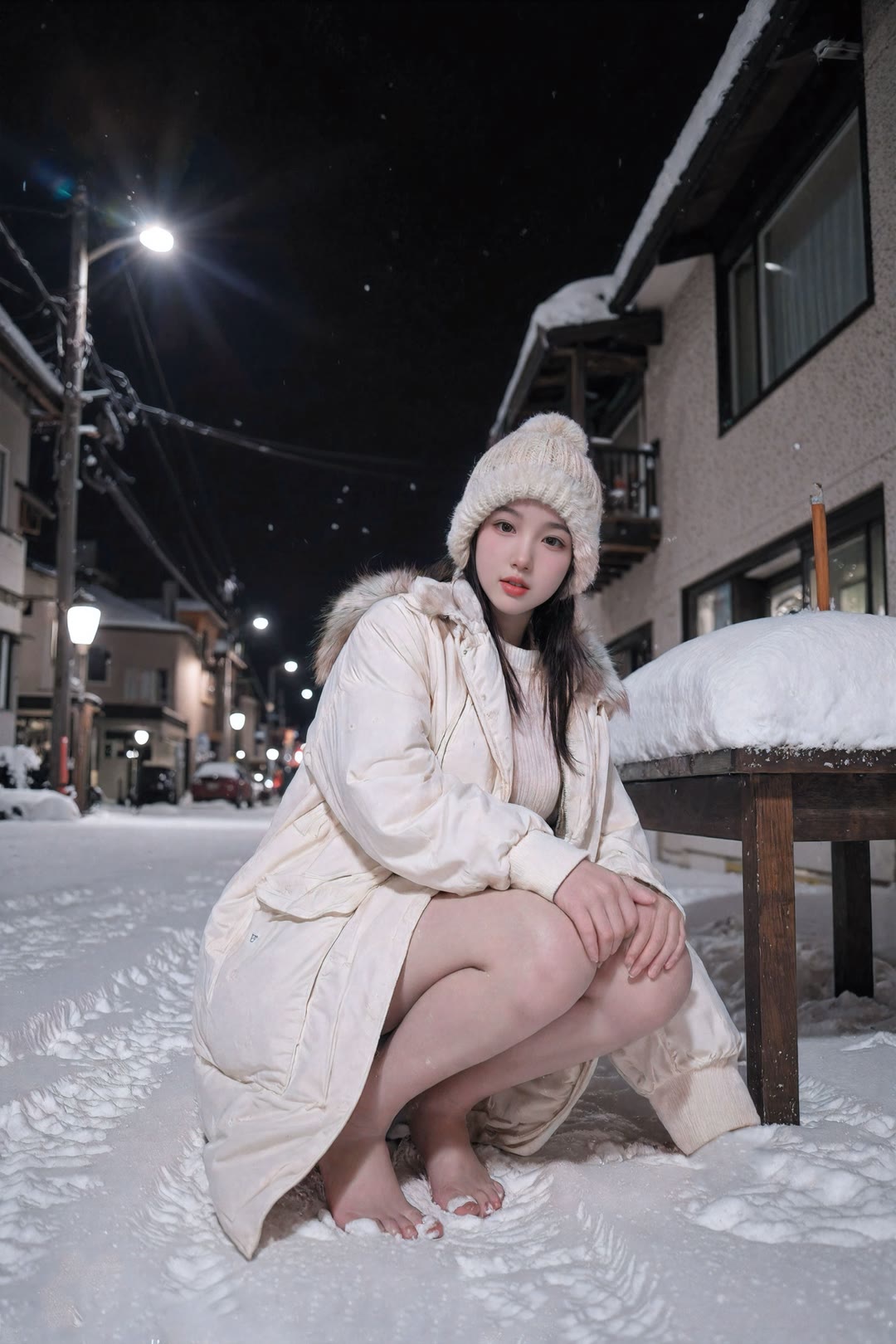 赤着脚丫子在雪地里的画面,你们觉得美吗?