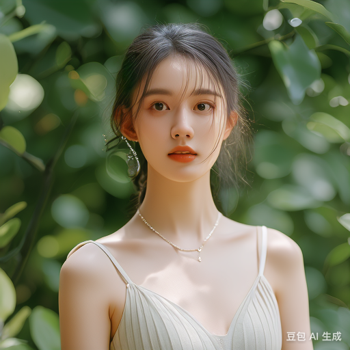 小姐姐的发型简约而不失优雅,将头发梳成一个精致的发髻,展现出