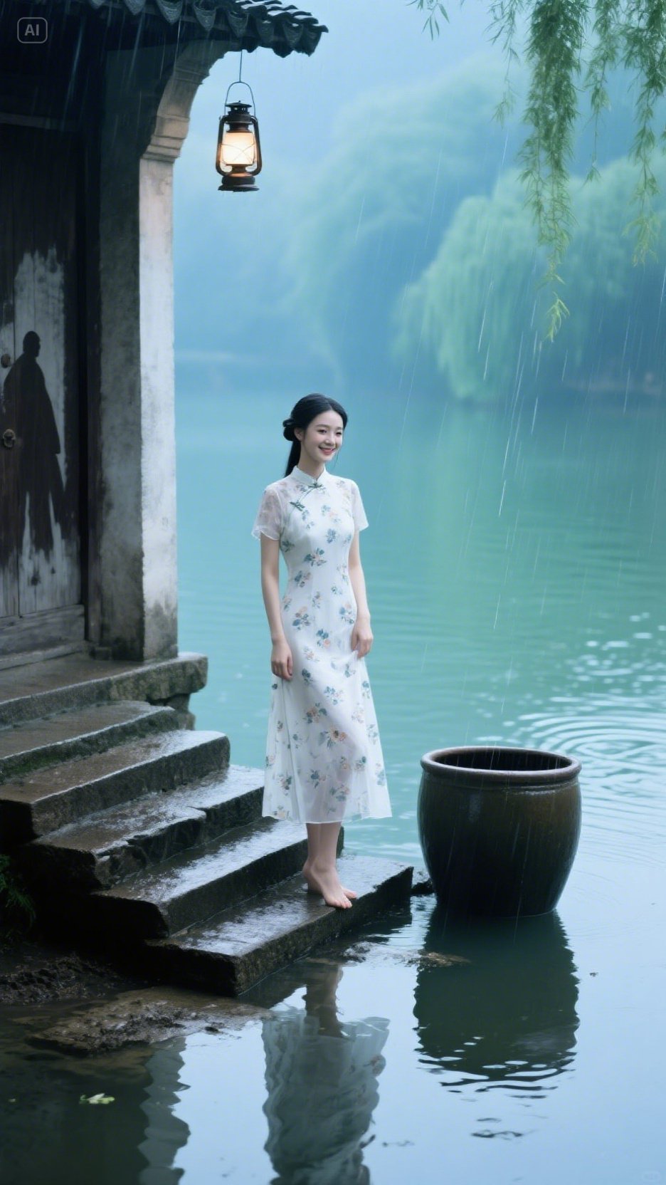 雨中漫步,湖边轻语,撑一把油纸伞,我在江南等你