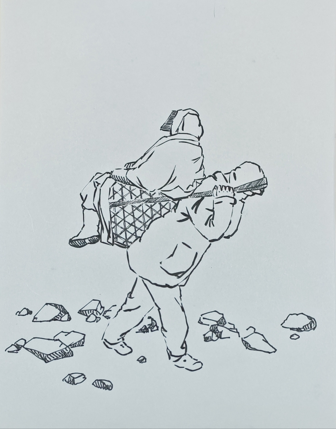 背着女人的男人