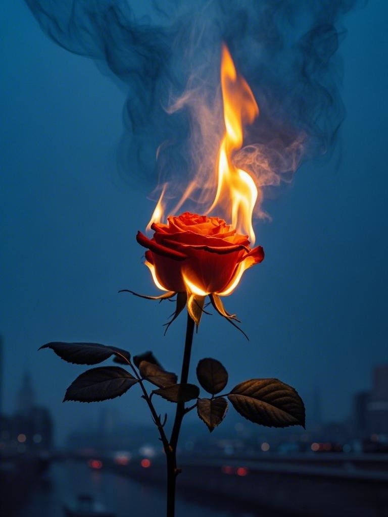 这朵玫瑰燃烧得如此热烈,仿佛在诉说着什么秘密