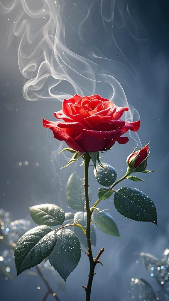 雨夜城市,霓虹闪烁,我独自一人,手中却紧握着这一抹鲜红