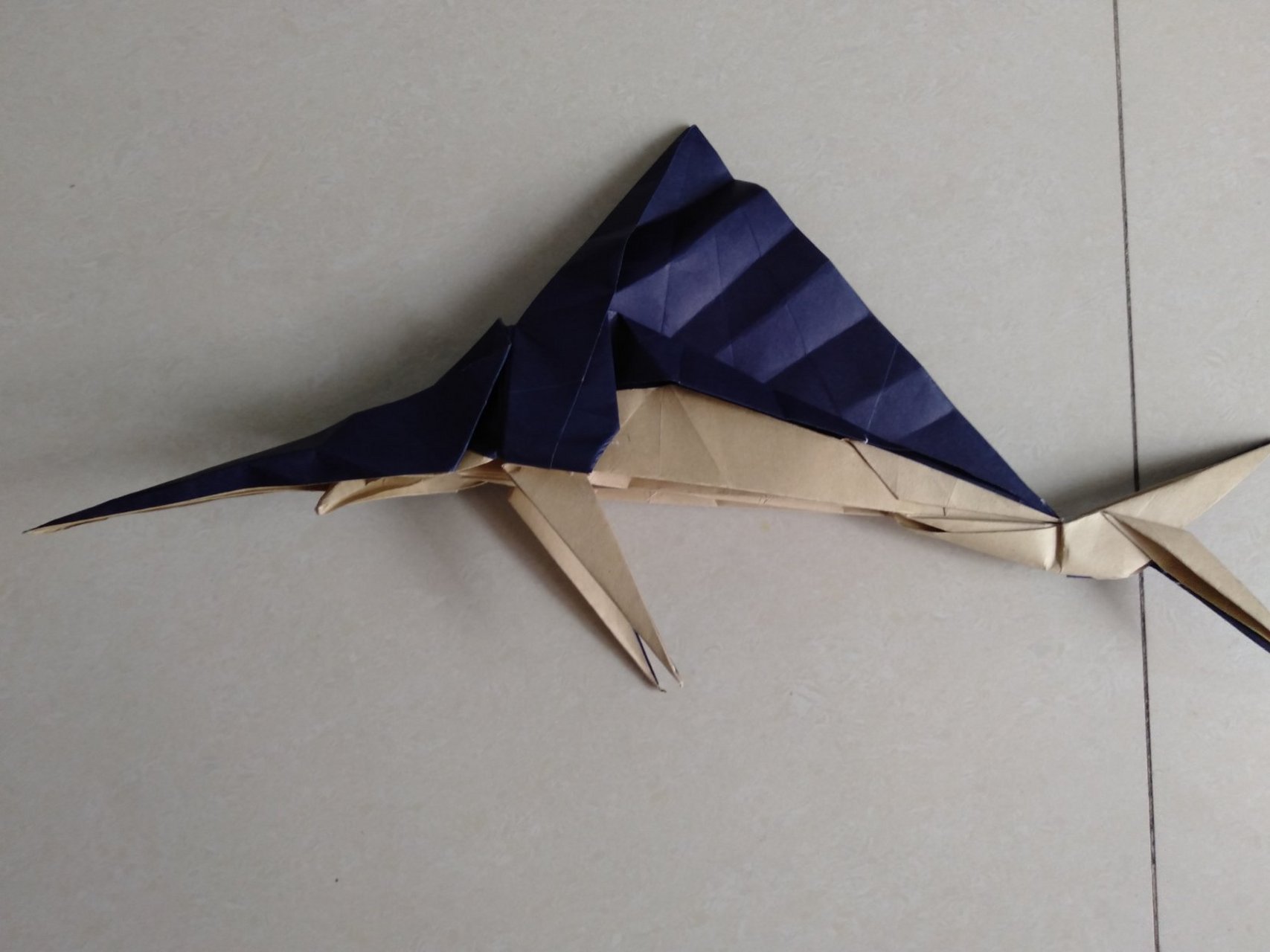 再不更新可能要被寄刀片了[三哈][三哈] 折纸旗鱼,很简单的一个作品