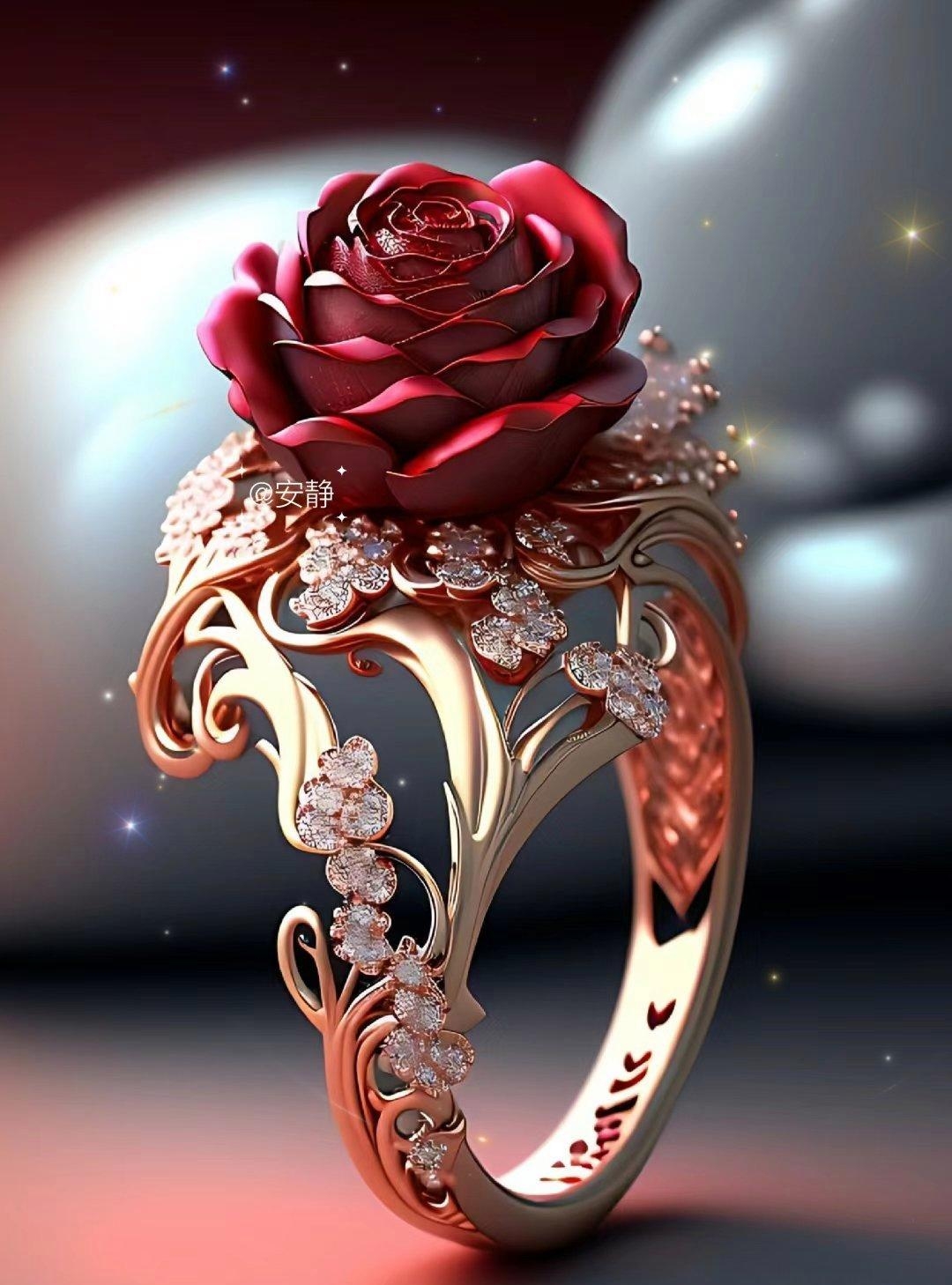 玫瑰花的样式,那花瓣一层一层的,跟真丝似的,就好像一朵真花在手指