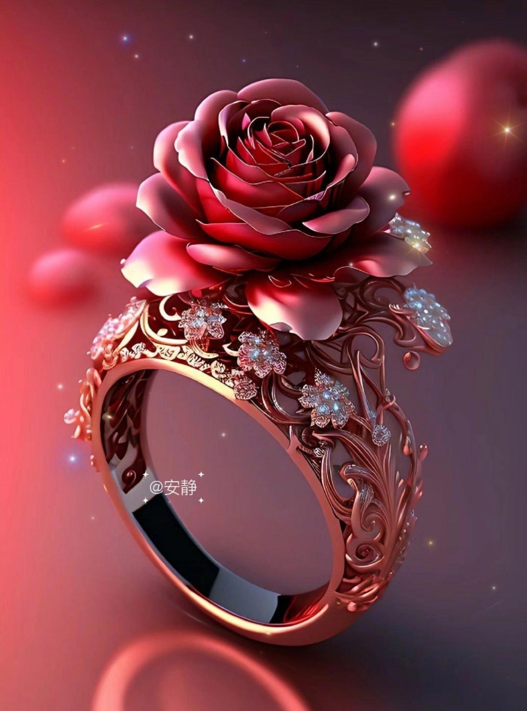 玫瑰花的样式,那花瓣一层一层的,跟真丝似的,就好像一朵真花在手指