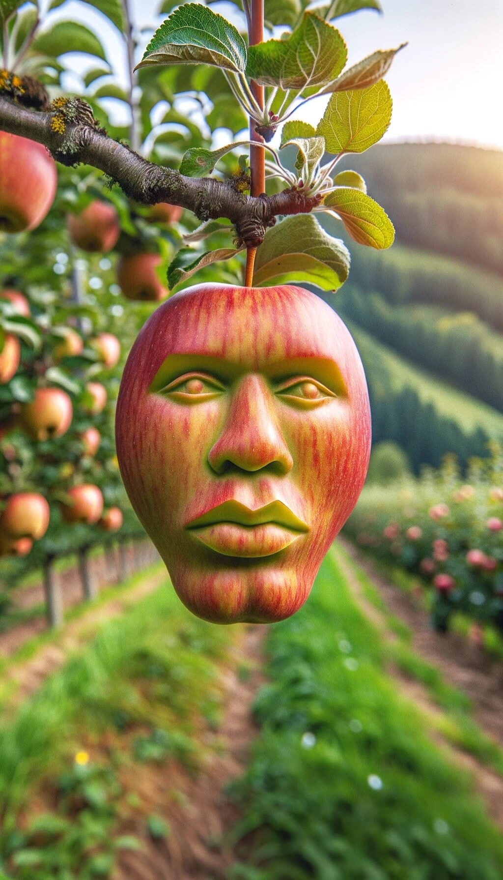 神奇苹果!红黄相间,光滑诱人,但最神奇的,莫过于它那人脸图案!