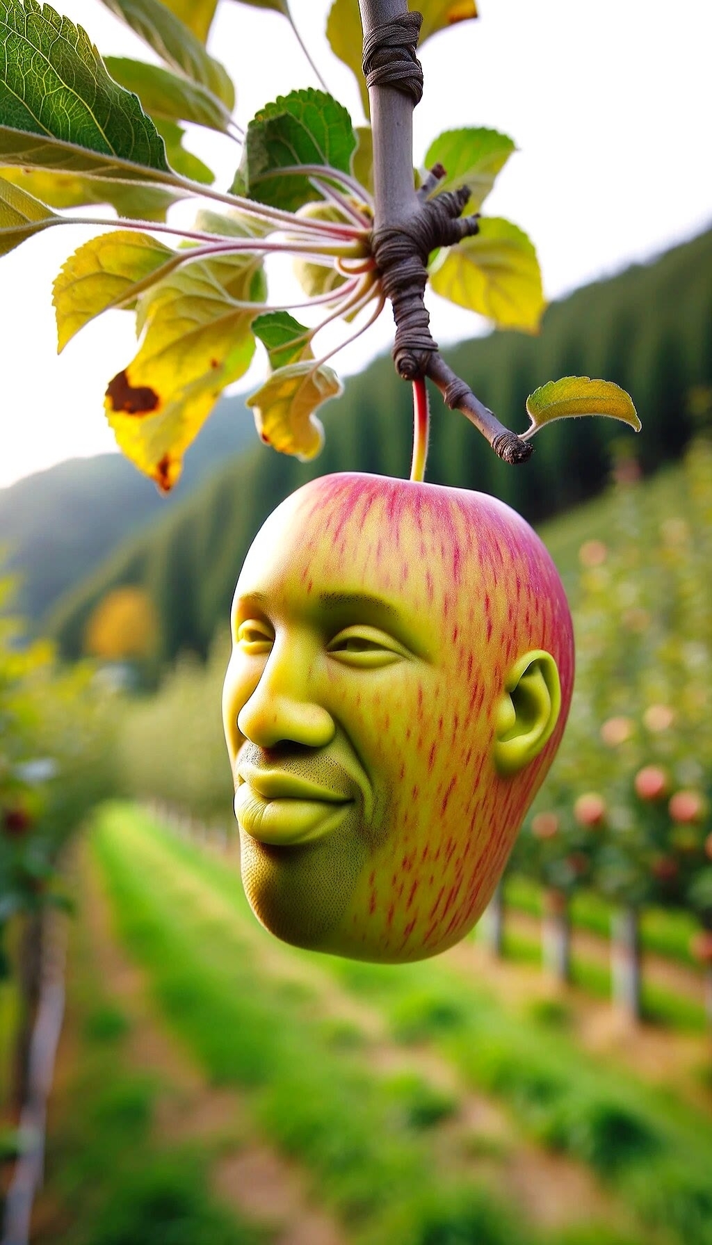 神奇苹果!红黄相间,光滑诱人,但最神奇的,莫过于它那人脸图案!