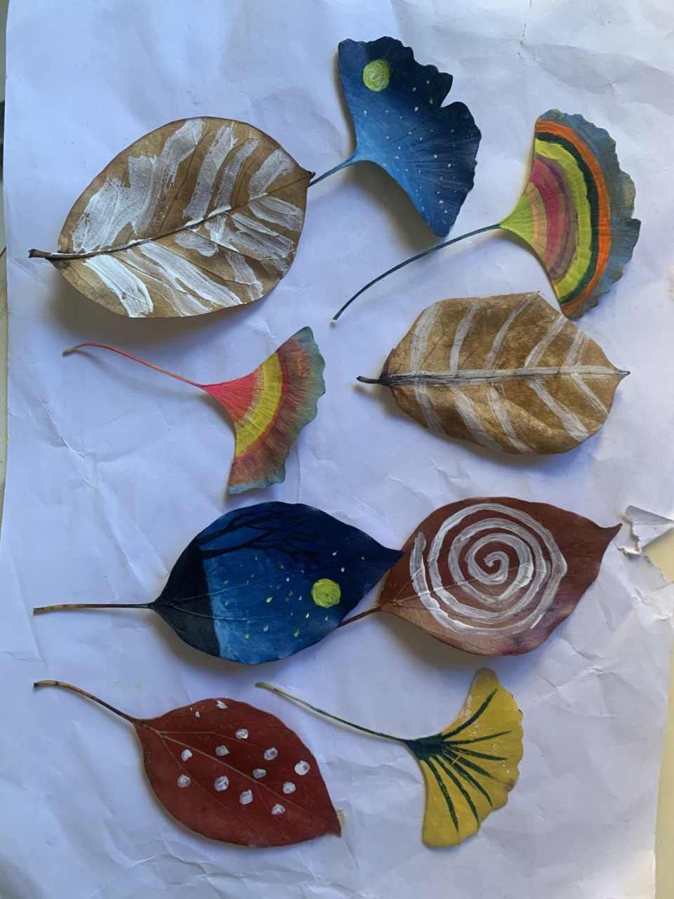 幼儿园作业,用树叶画画,你们觉得好看吗?