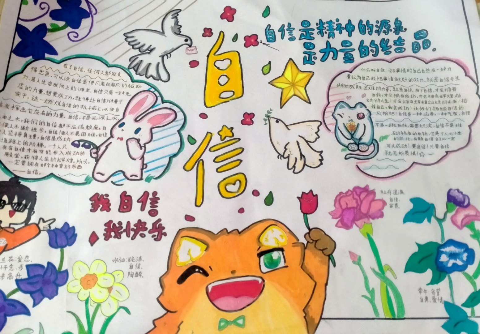 自信点燃成功之火,学校叫画的,自信手抄报