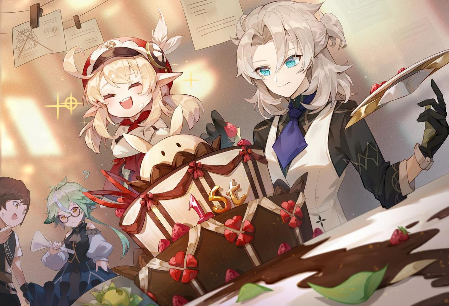 蜜桃社# #原神# 阿贝多和可莉,锵锵∽这画师画的太赞了!