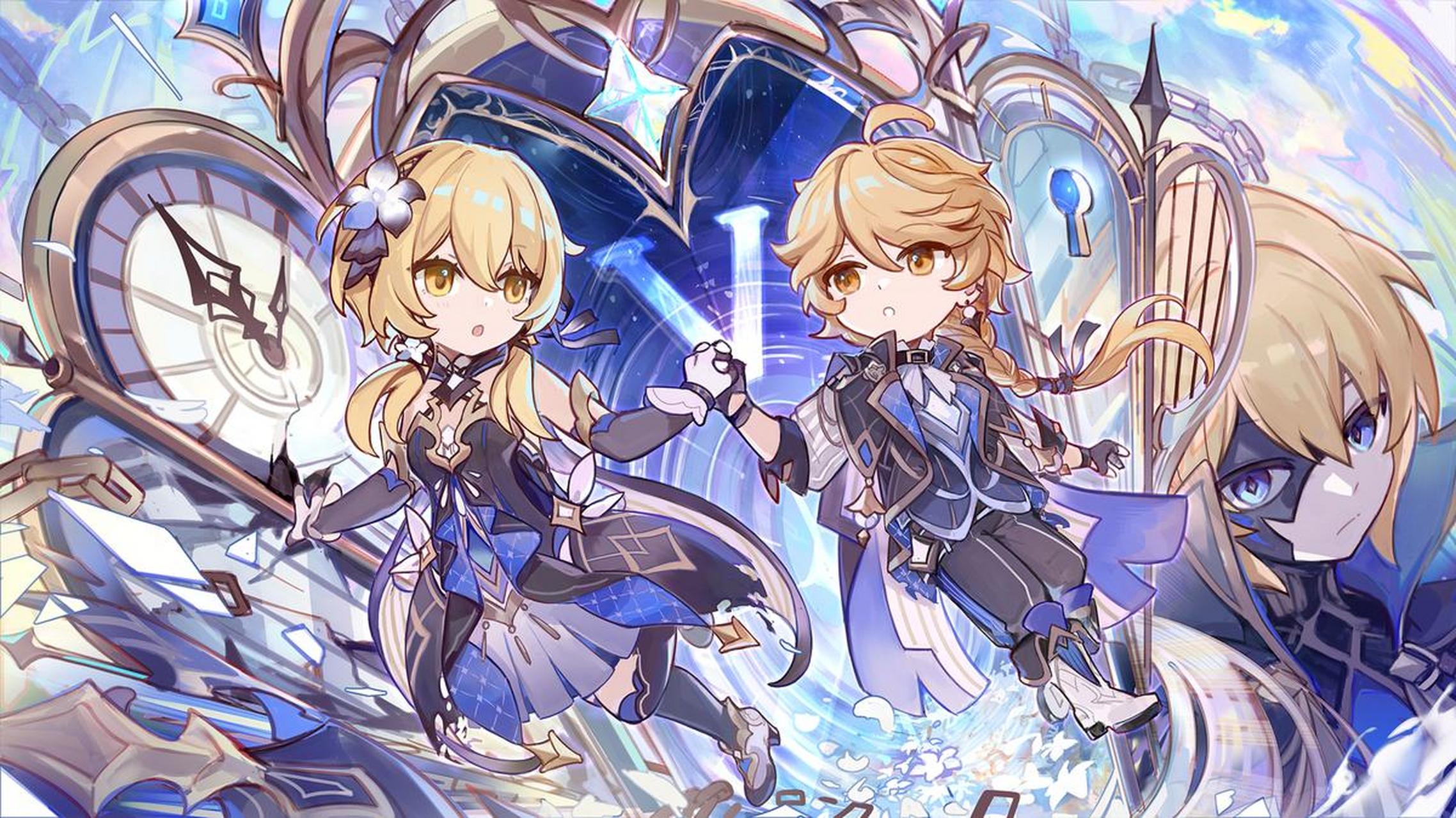 蜜桃社# #原神#          空&荧 p站画师:csyday