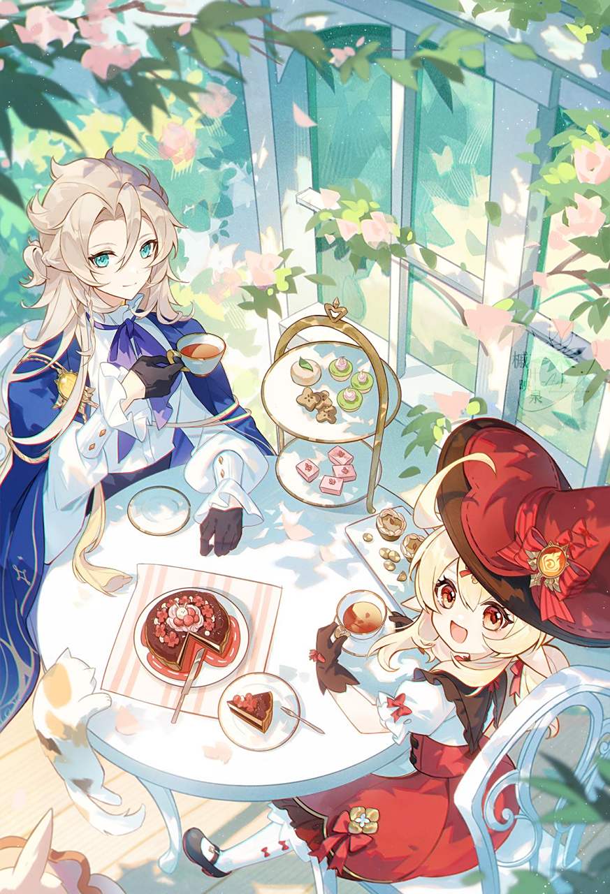 蜜桃社# #原神# 阿贝多和可莉,锵锵∽这画师画的太赞了!