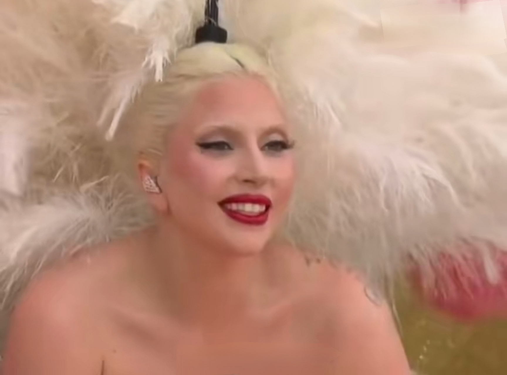 ladygaga巴黎奥运会开幕式造型曝光:黑白的"火烈鸟",她总是能一鸣惊人