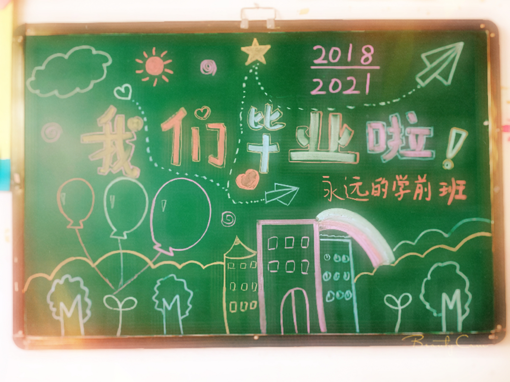 幼儿园毕业黑板画