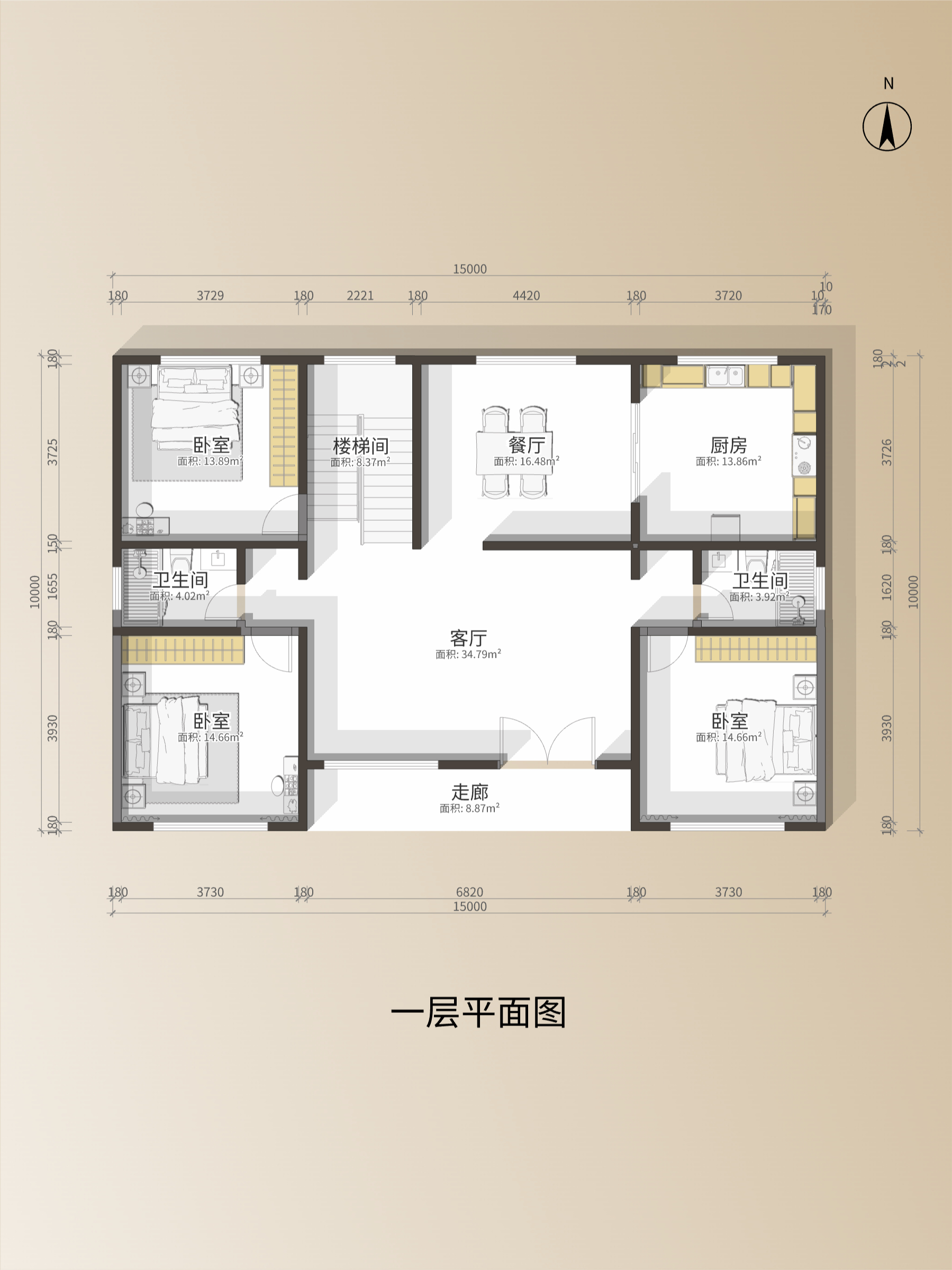 15x13米农村建房平面图图片