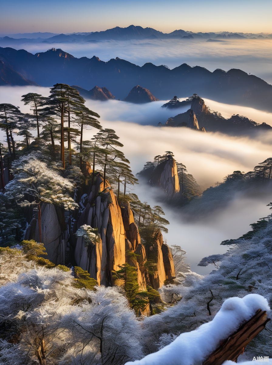 黄山雪景唯美图片