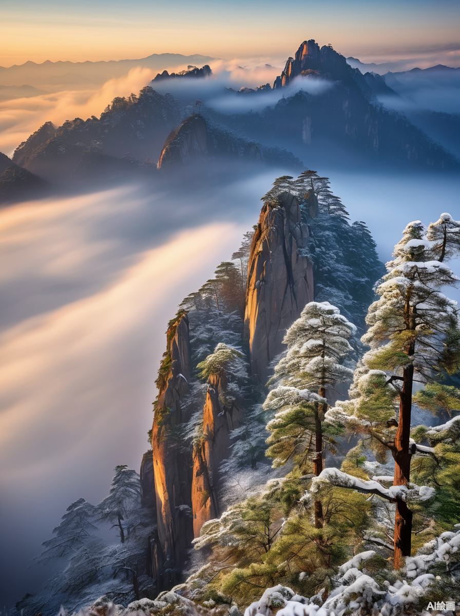 黄山雪景唯美图片