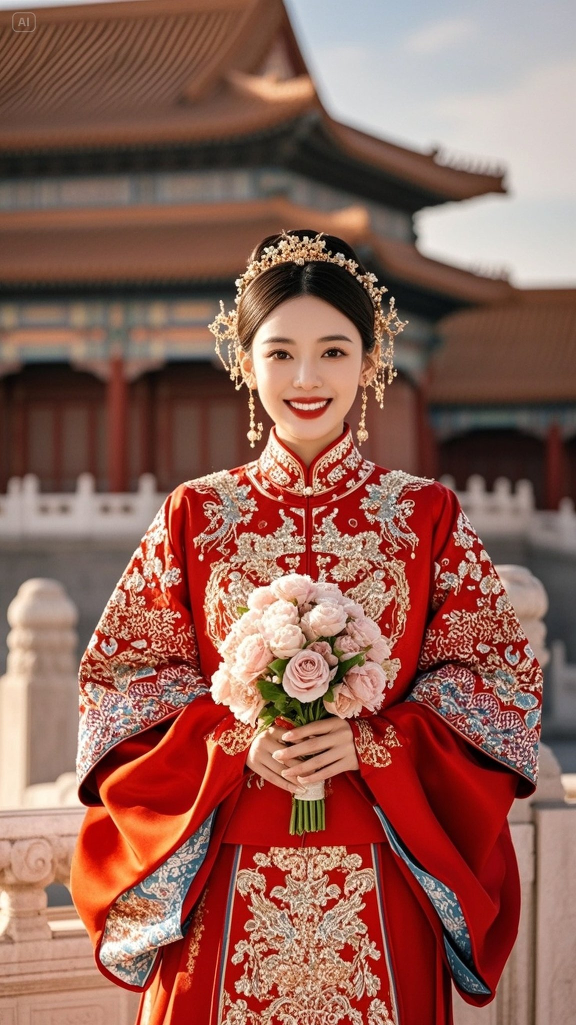 故宫雪景里的祥瑞新娘