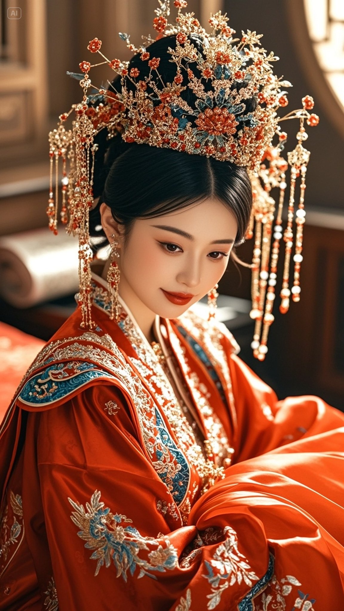 古建繁花中的贵气新娘