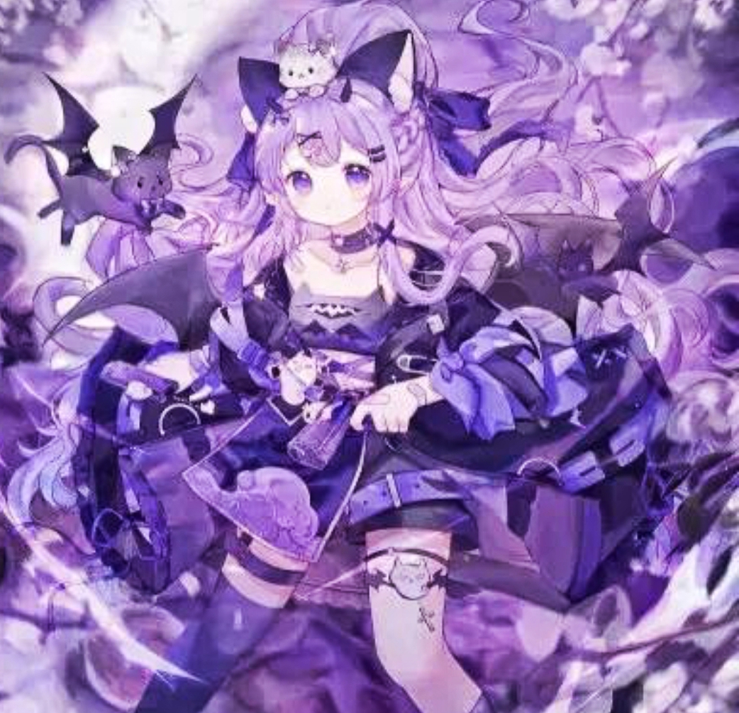 紫发少女,花环点缀,蝴蝶飞舞,梦幻唯美