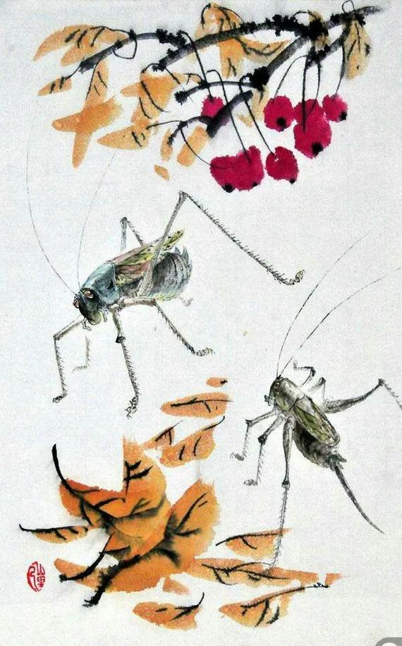 蝈蝈国画欣赏