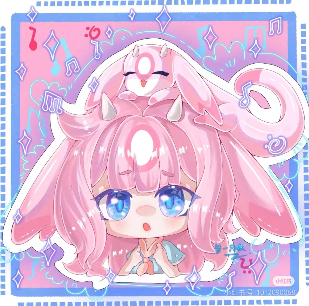 这幅画的主角是个橙色头发的小女孩,她手里拿着个