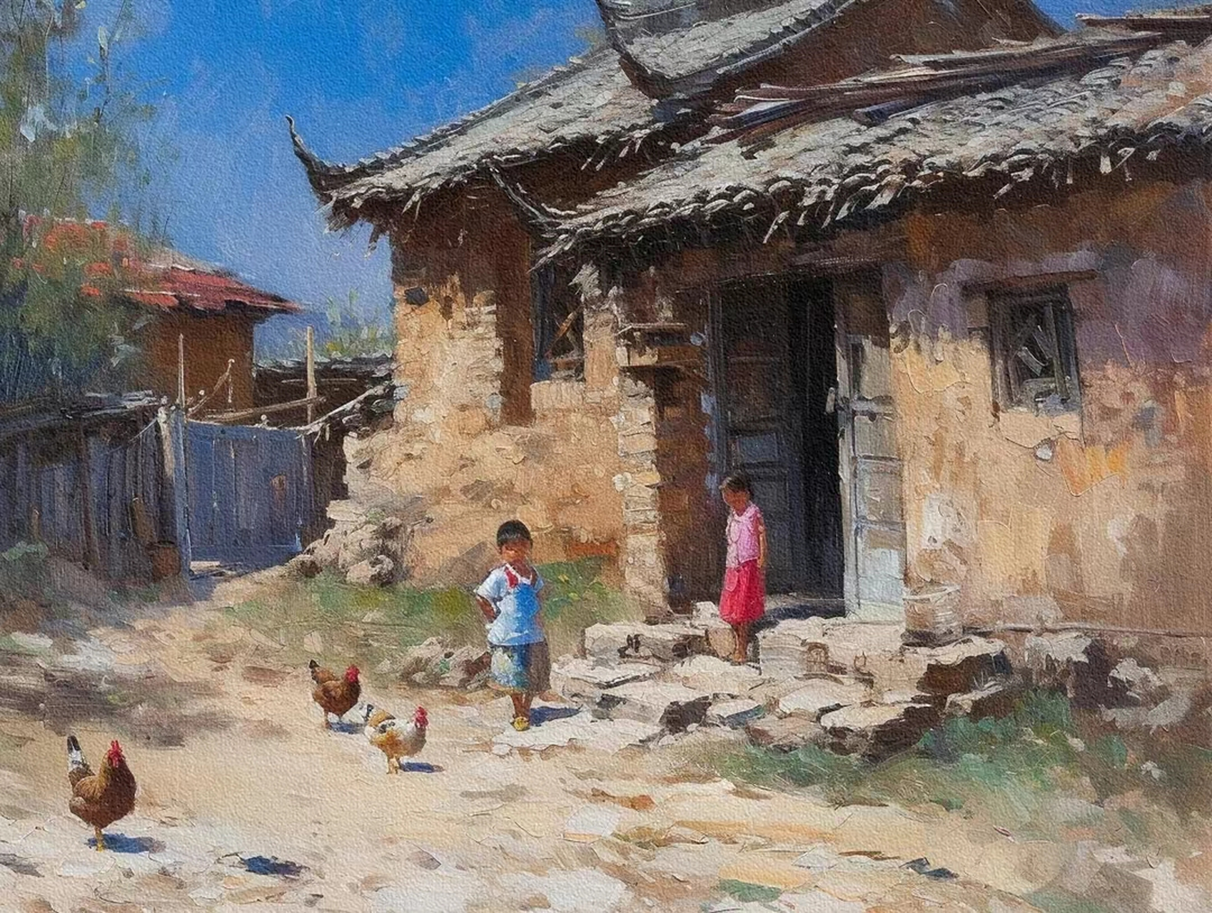 油画# 80后,油画童年的回忆,乡土味拉满