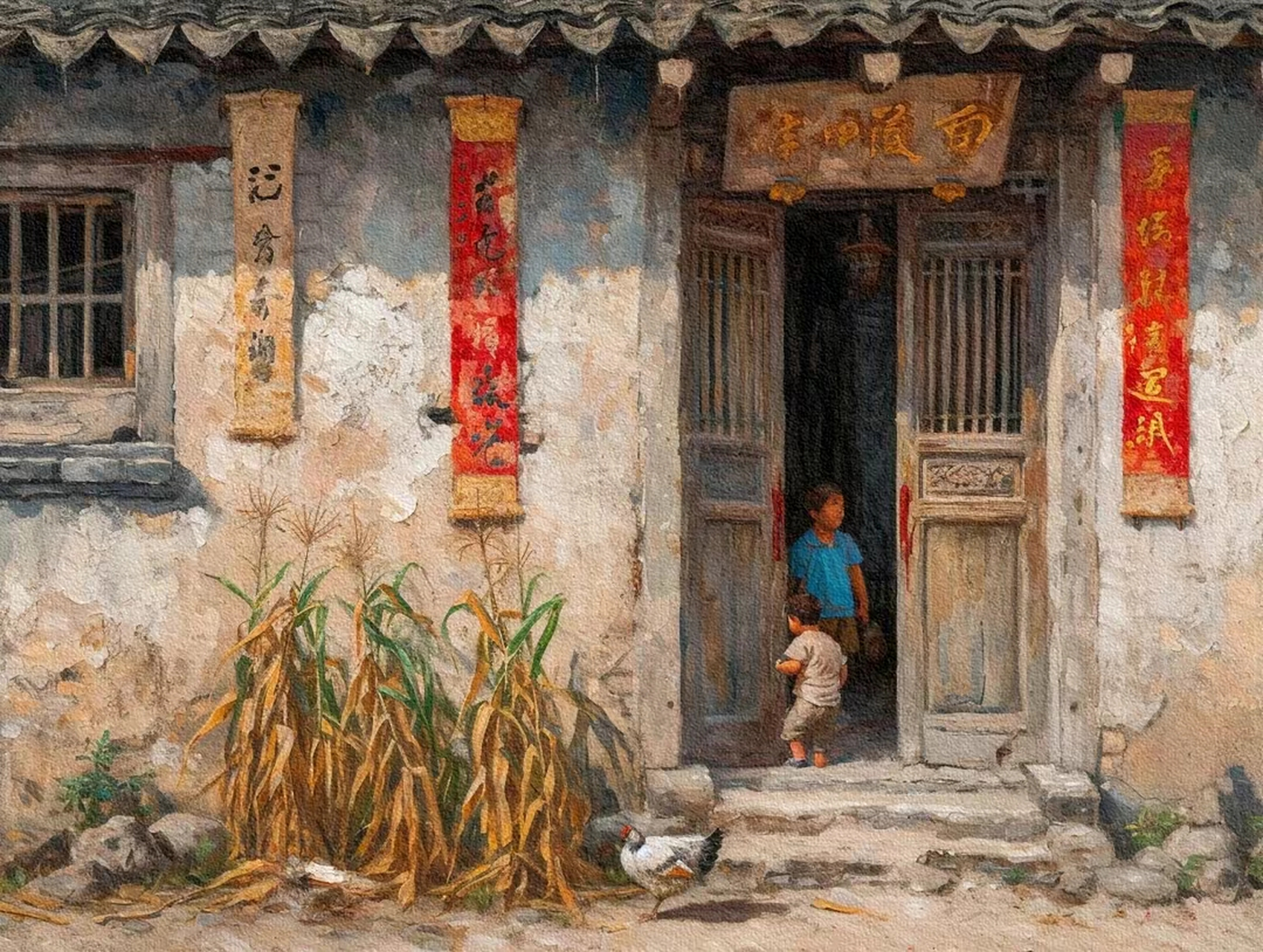 油画# 80后,油画童年的回忆,乡土味拉满