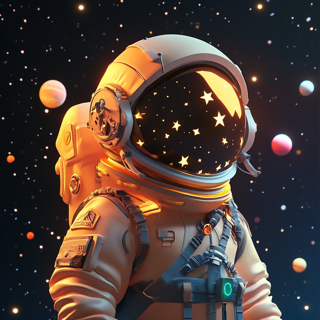 宇航员漂浮:展现宇航员在太空中漂浮的姿态,背景是璀璧哪