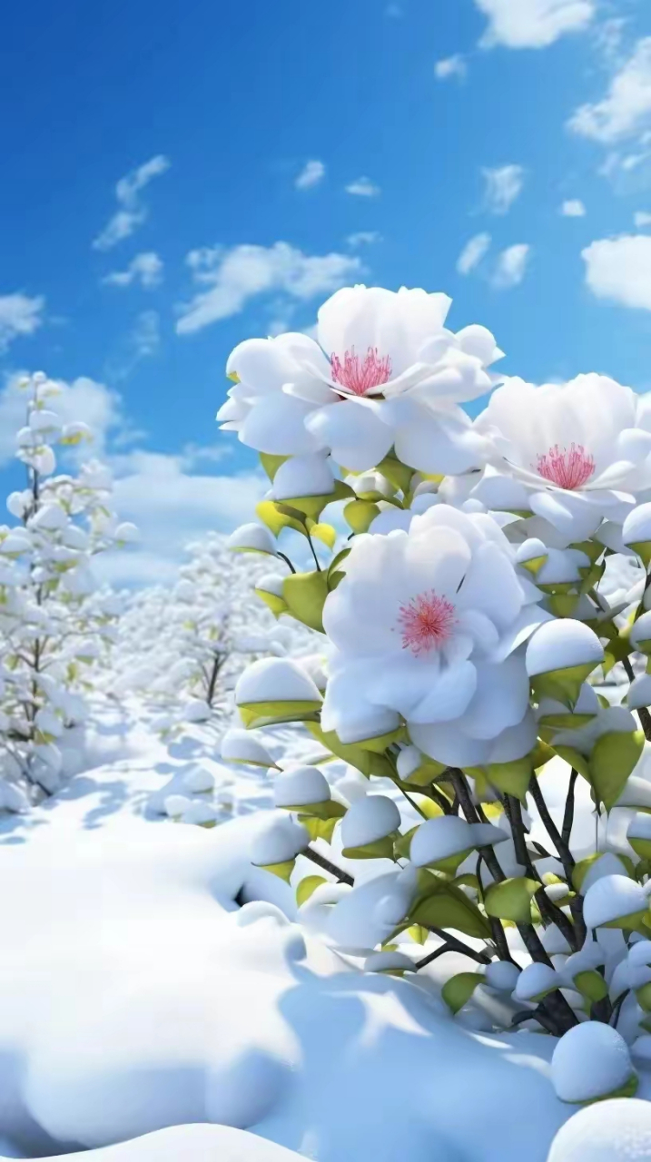 雪中盛开的茶花,是冬日里的一道美丽风景线.