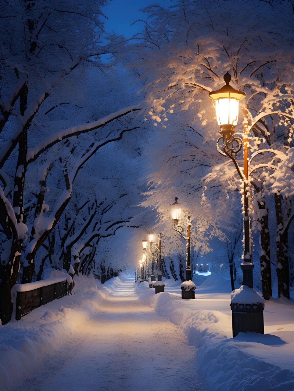 雪夜图片 路灯图片