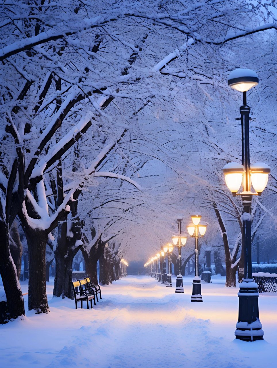 雪夜图片 路灯图片