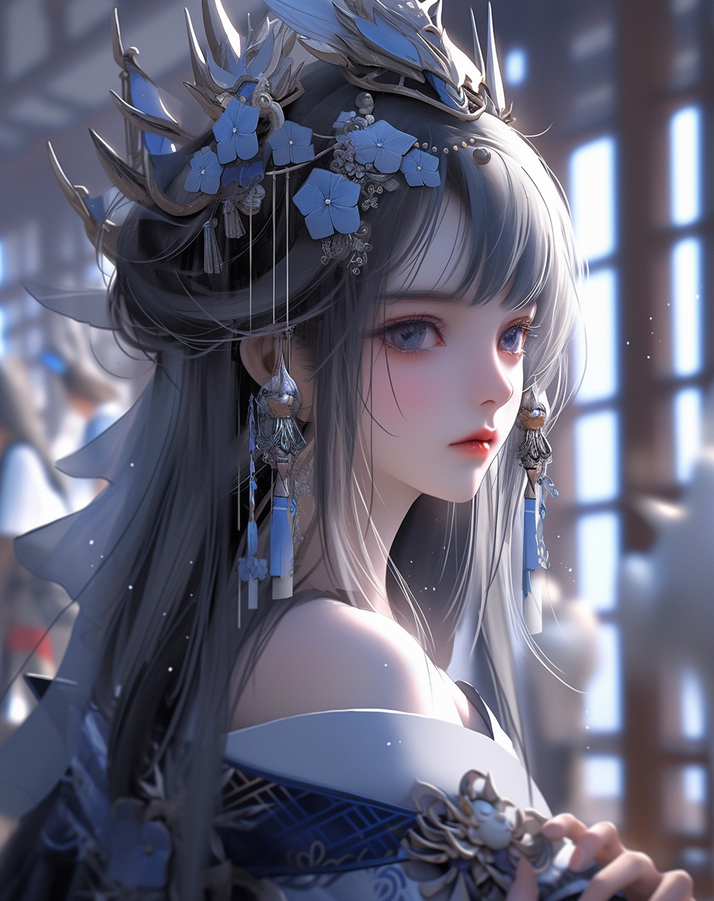 今天特意为我们杭州亚运开幕成功绘画出国风美少女系列.