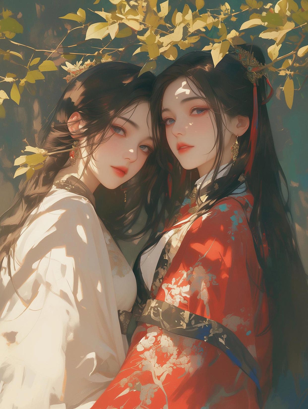 百合古风 双人图片