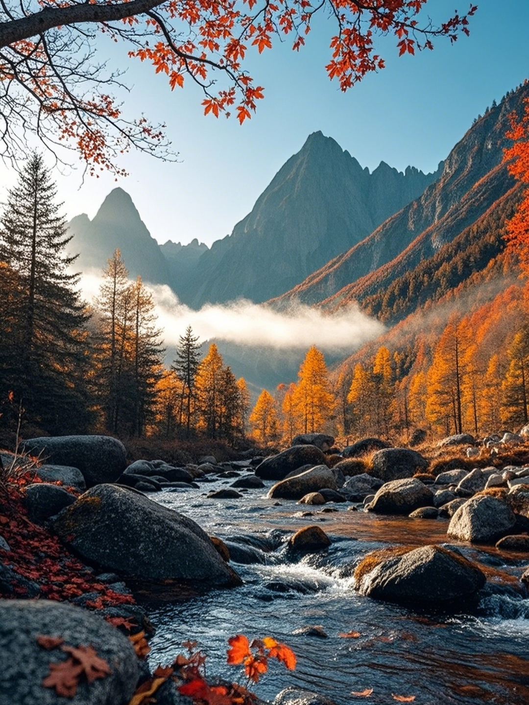 哇,这山景美得让人窒息,仿佛走进了秋天的童话!