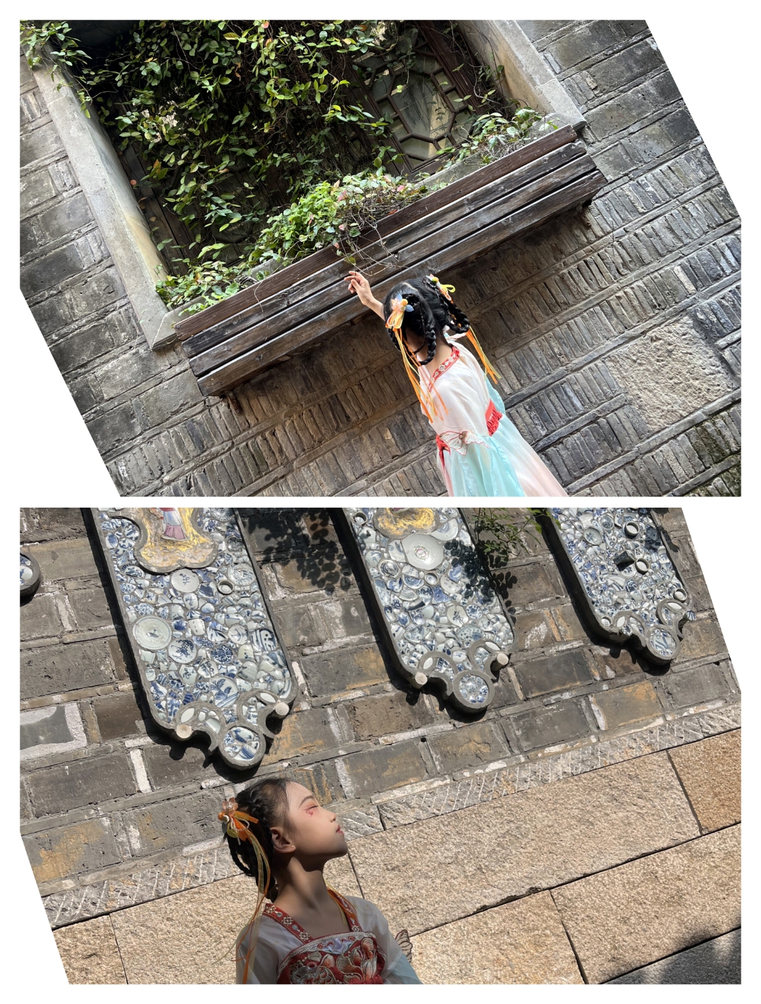 这次带宝贝穿梭在南京的古街旧巷,她一袭汉服,宛如从画中走来