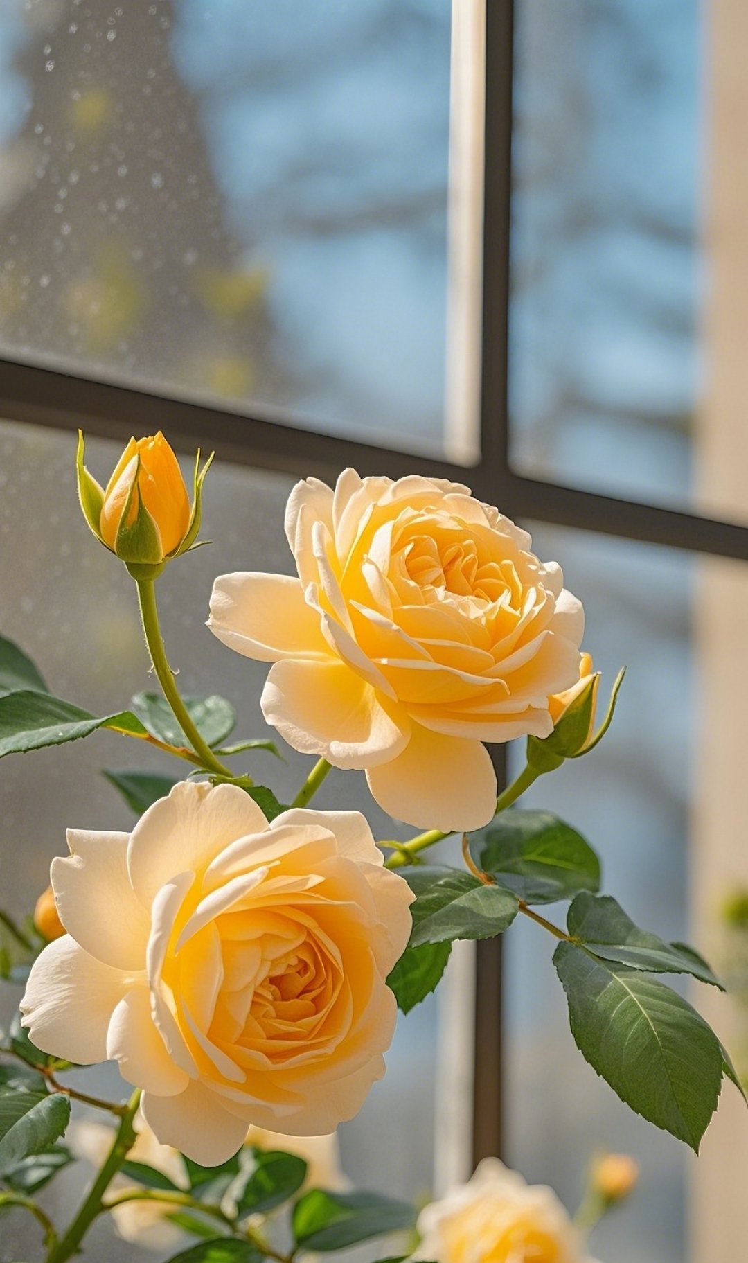 看着窗前的月季,它们明媚的样子,足以让尘世变得温馨