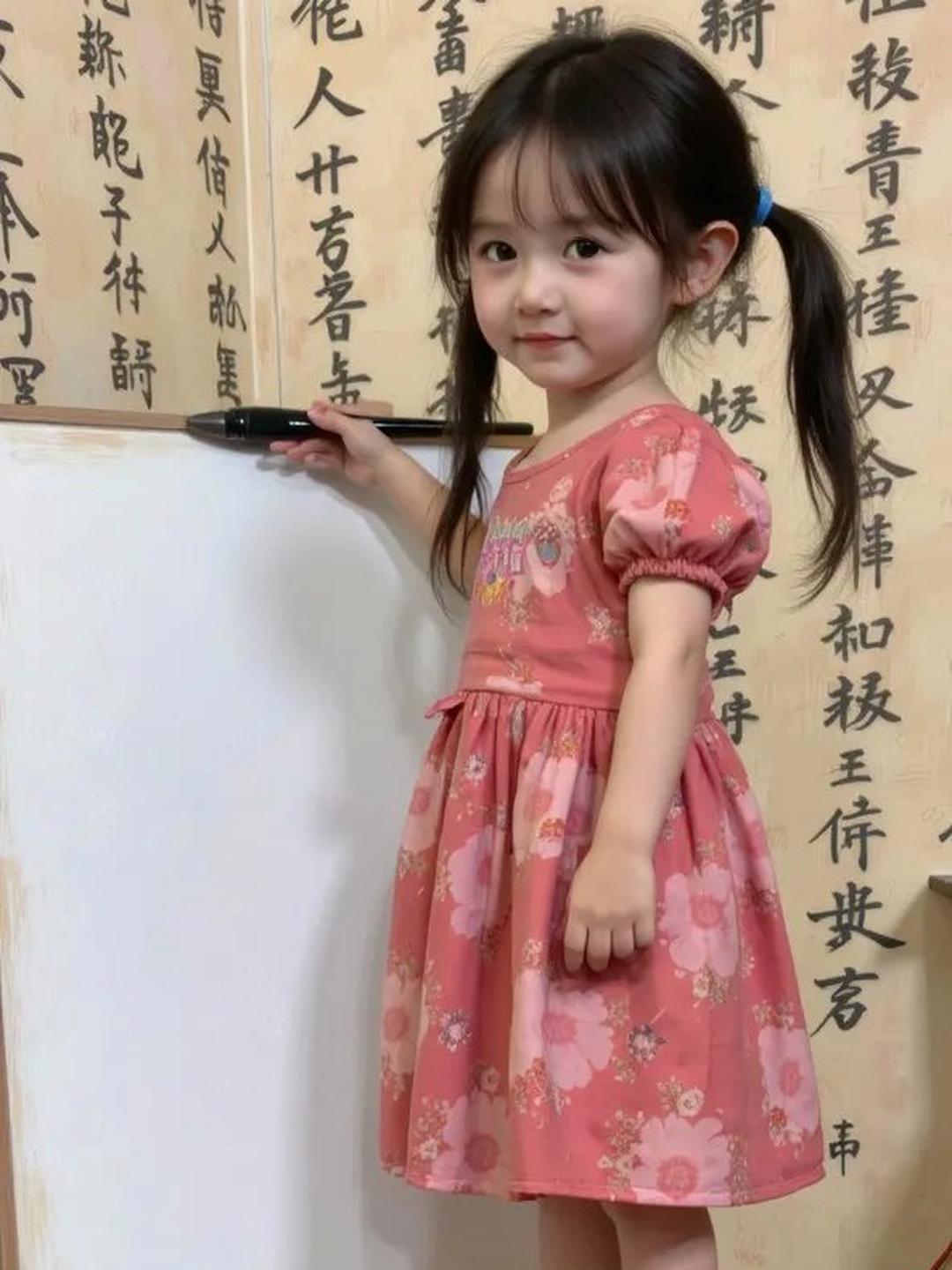 近日宁夏一名6岁小女孩用毛笔写下这四字那字迹笔锋老厉害了潇洒