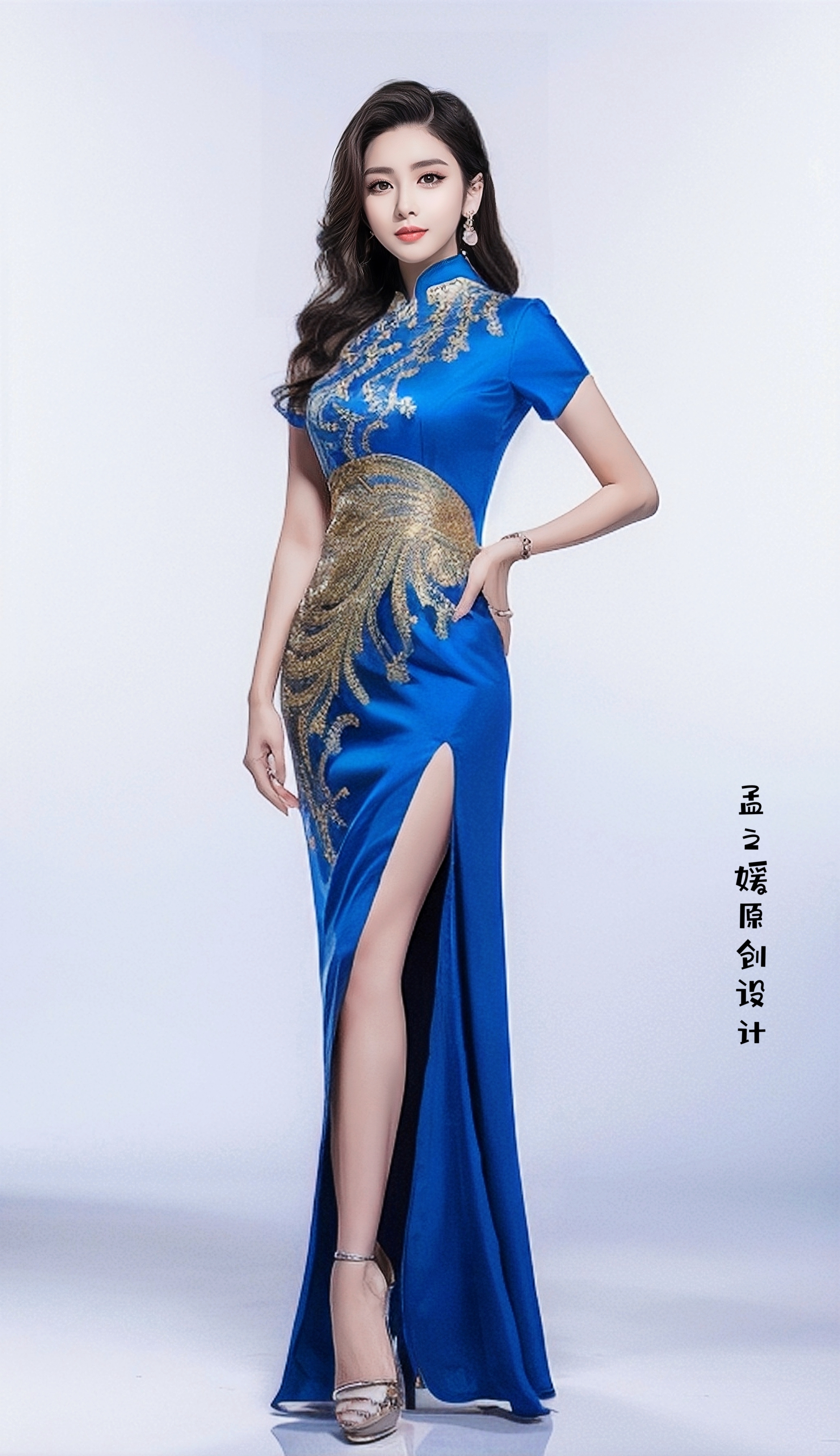 华丽蓝宝石礼服,优雅之触手可及,一见倾心的凤凰图案,华丽而不失庄重