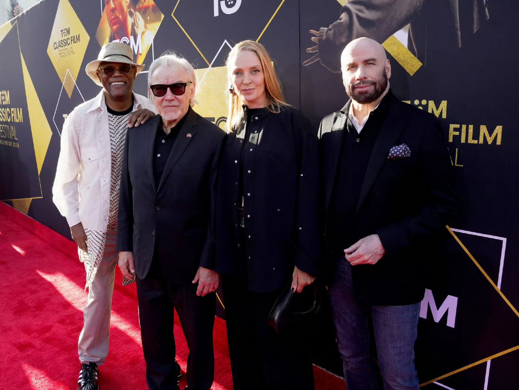 《低俗小说》30年了,剧组成员塞缪尔·杰克逊,哈维·凯特尔,乌玛