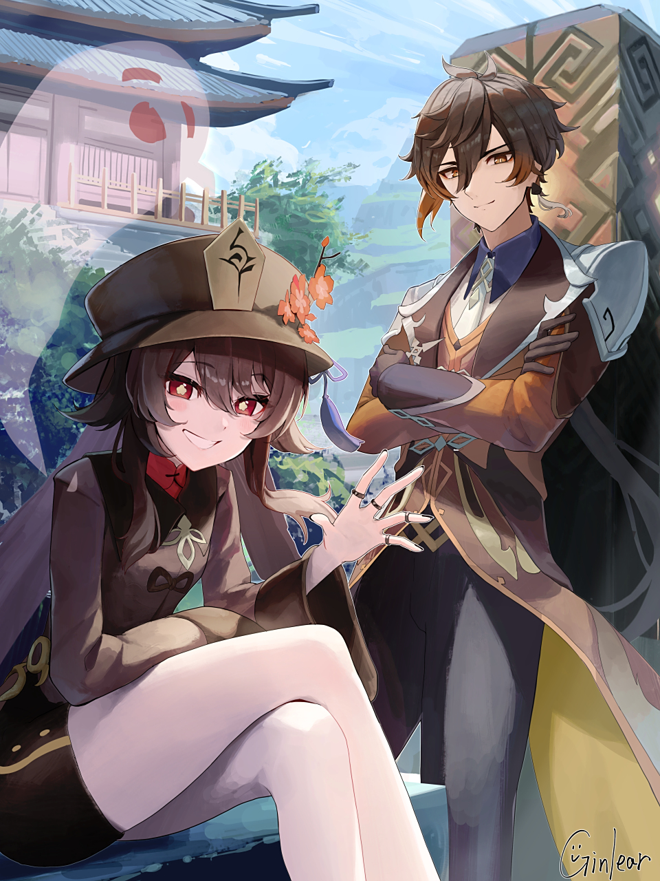 胡桃与钟离 画师:ginlear id:109950950#二次元