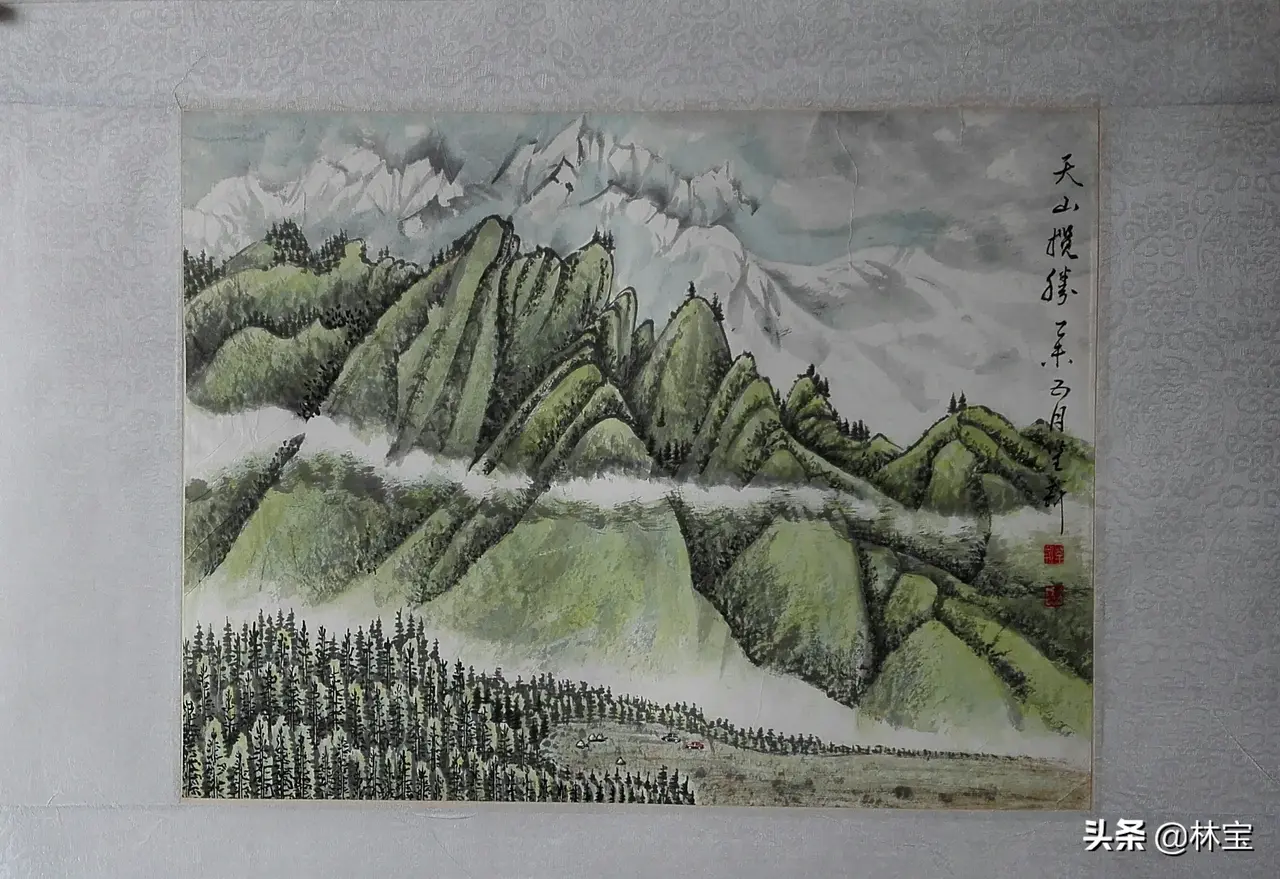 新疆风情山水画.四幅.