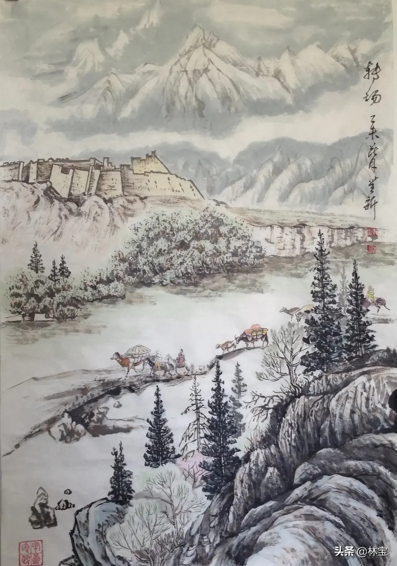 新疆山水风情画.牧民转场图