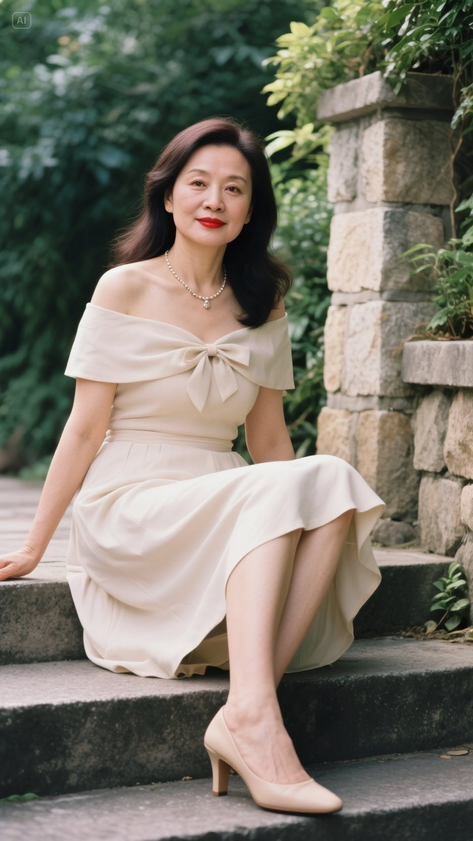 优雅永不过时 一袭浅米色露肩连衣裙,剪裁利落勾勒曼