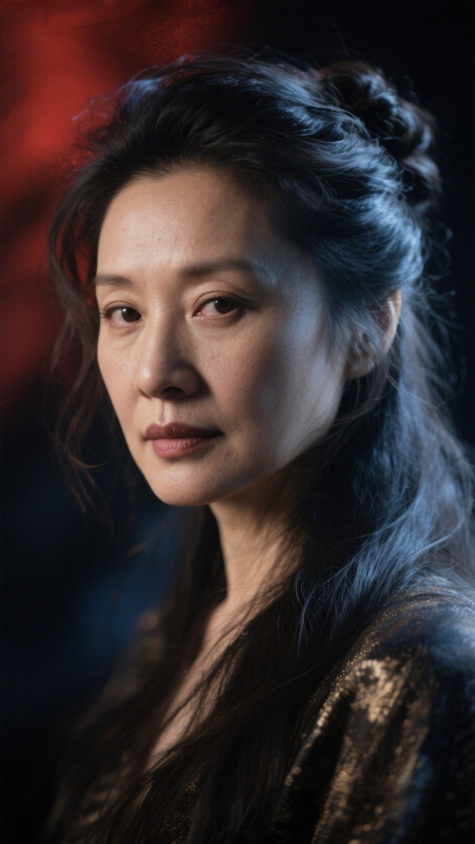 在时光的褶皱里,她的眼眸沉淀着岁月的故事,青丝缠绕