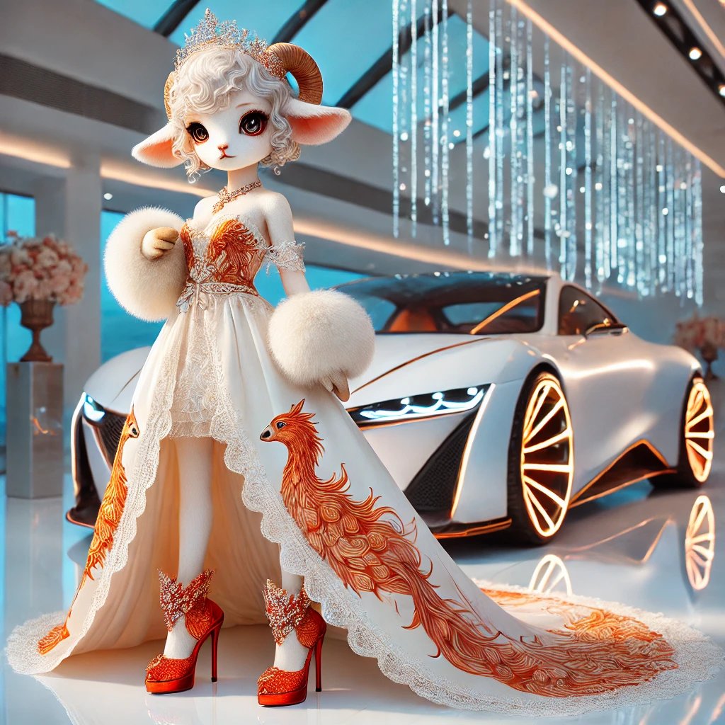 提示词分享:一个可爱的拟人化鼠,女性,身材高挑,穿着