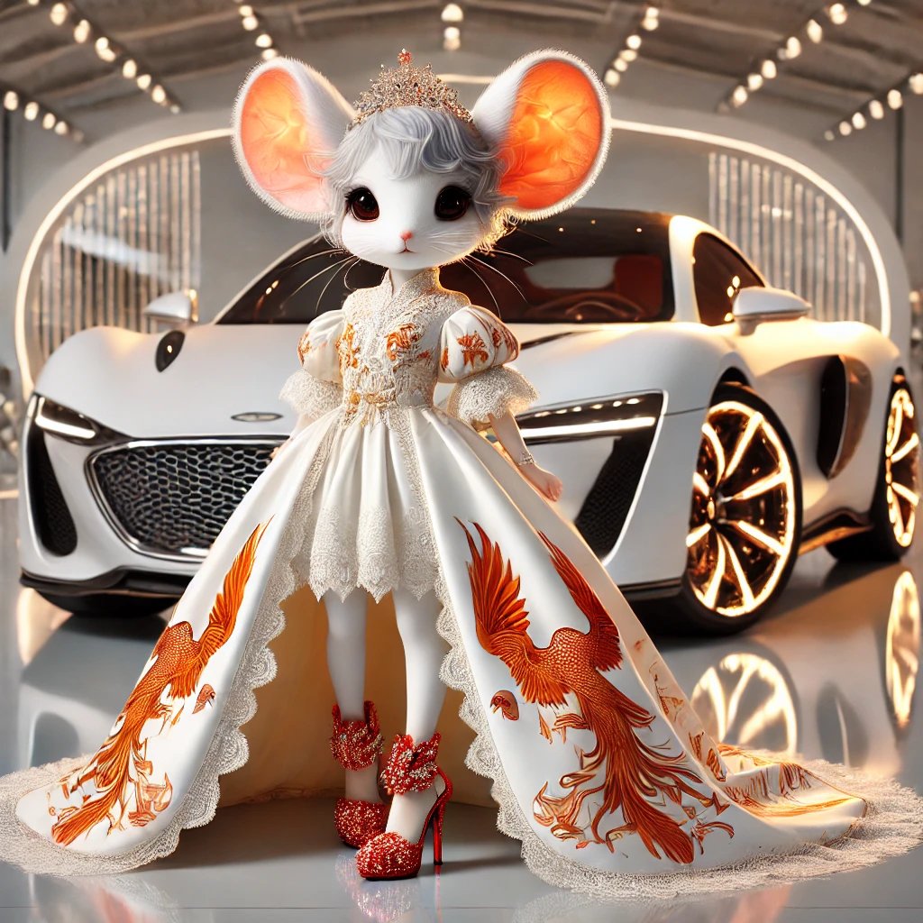 提示词分享:一个可爱的拟人化鼠,女性,身材高挑,穿着