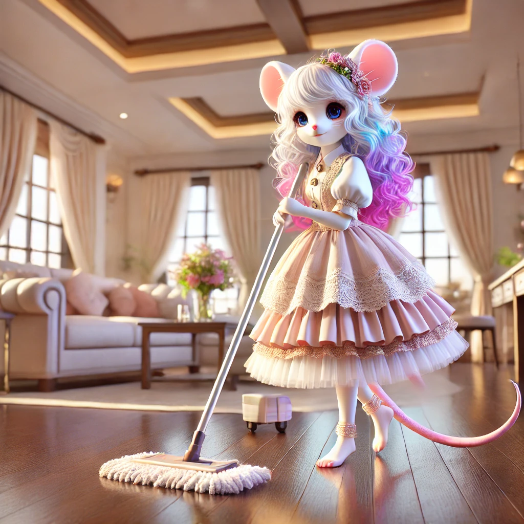 穿裙子的六指鼠小仓鼠拟人女孩图片黄色锯齿状的头发卡通人物拟人老鼠